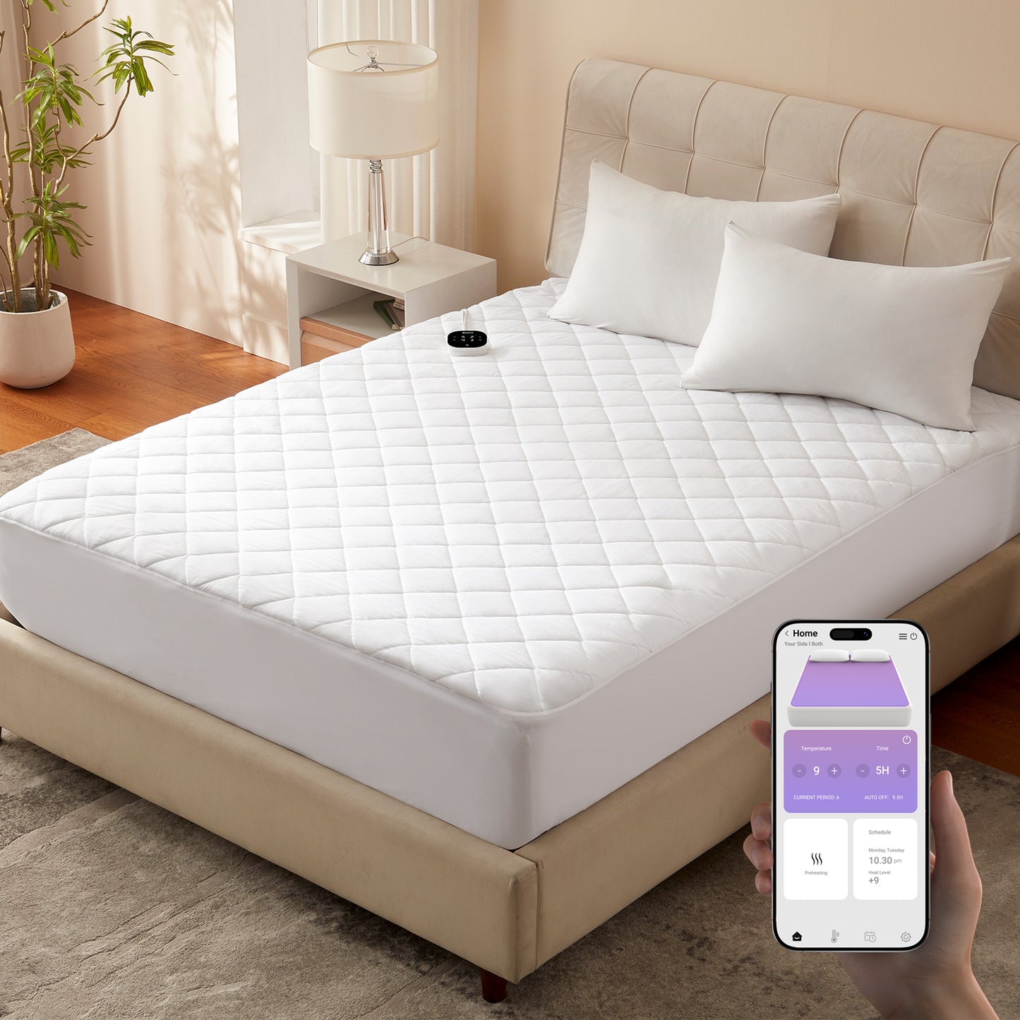 Protège-matelas chauffant Wi-Fi HeatSync - Chauffage double zone
