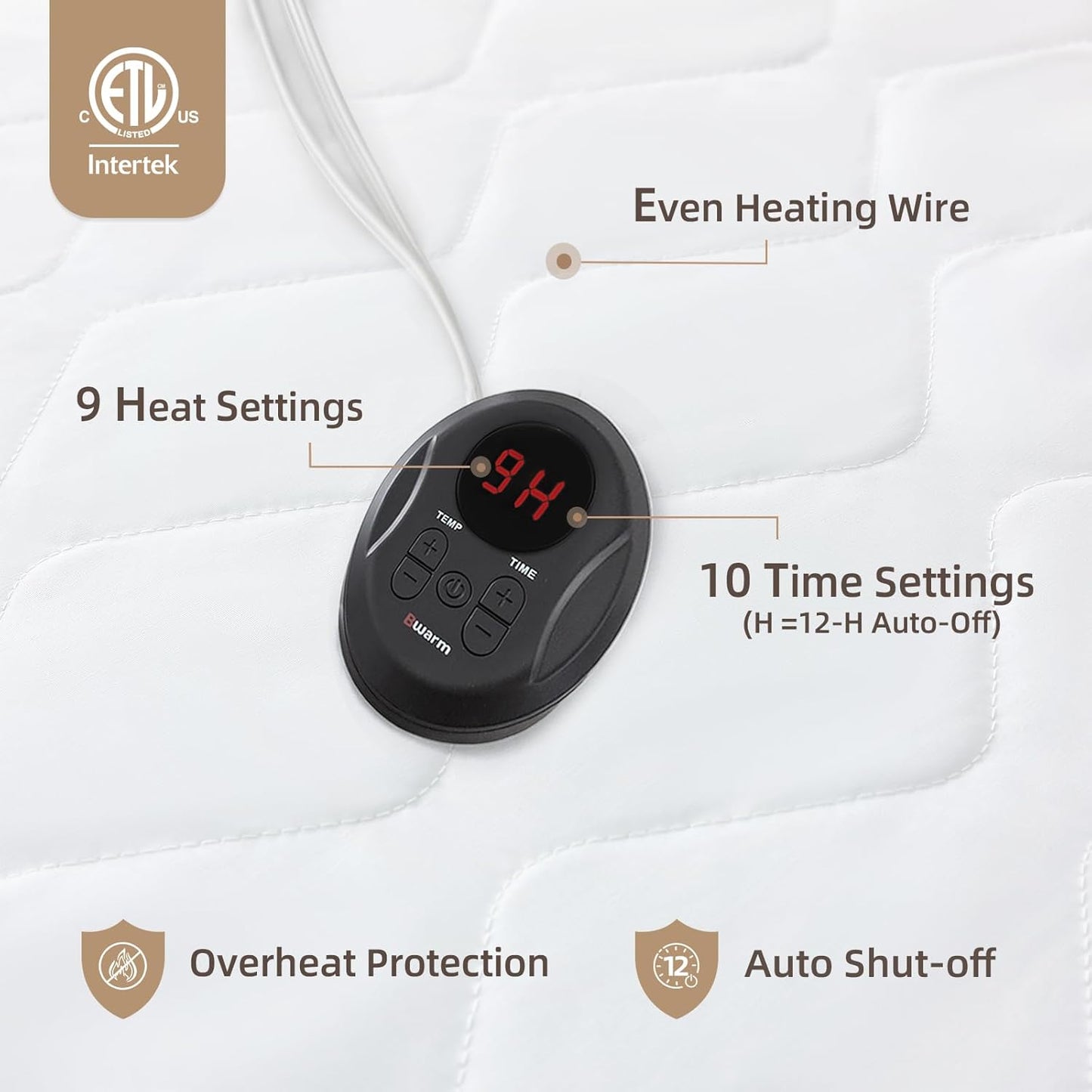 Air-Lock Balance Quilted Heated Mattress Pad