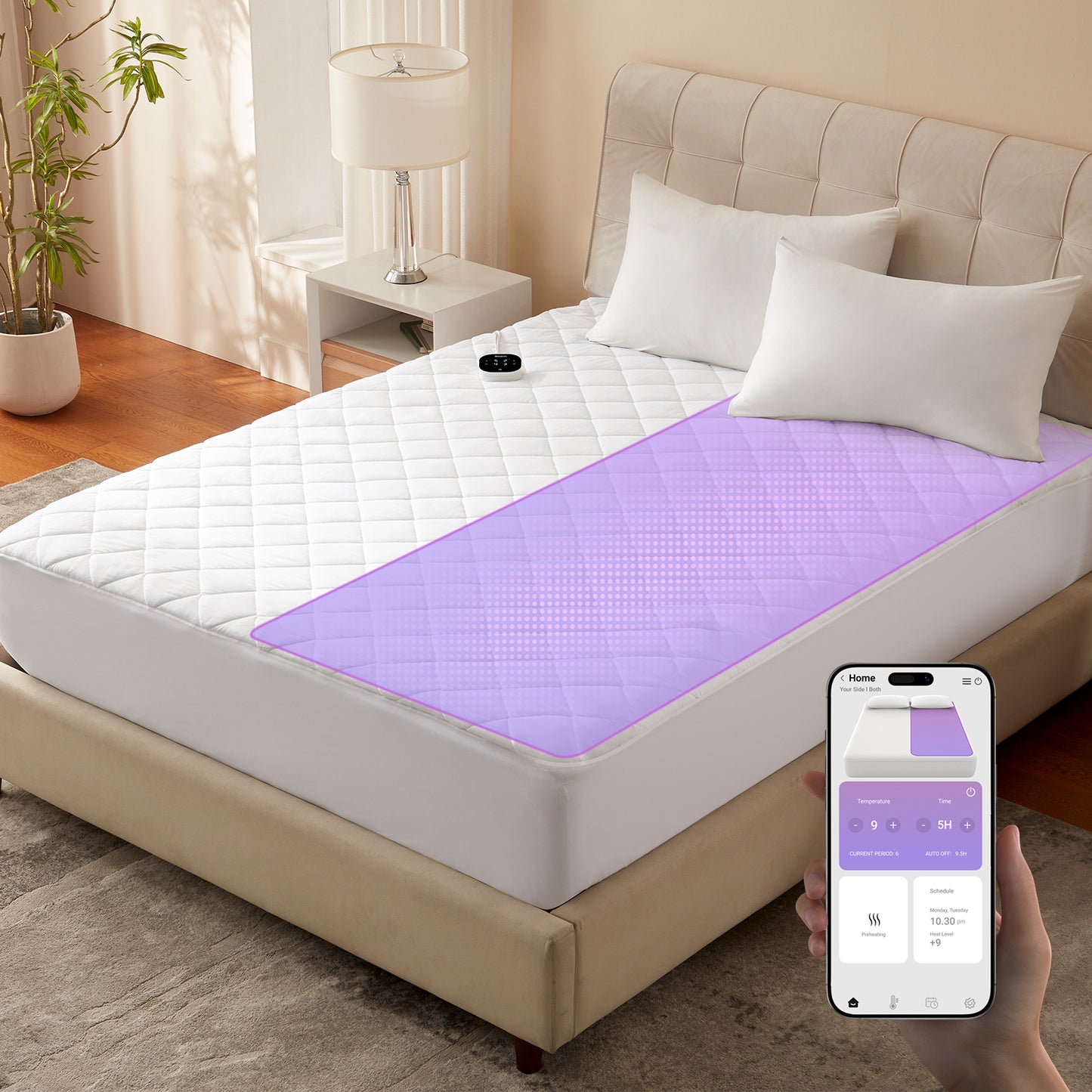 Protège-matelas chauffant Wi-Fi HeatSync - Chauffage double zone