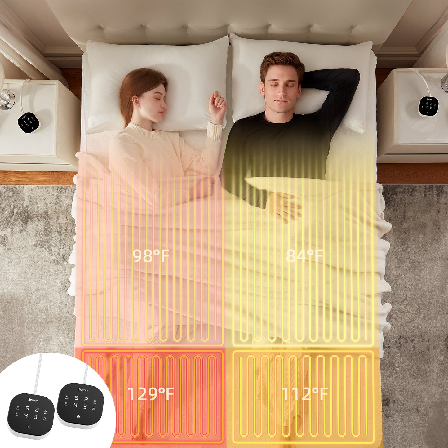 Therma-Lock Multi-Zone Sherpa Fleece Heated Mattress Pad