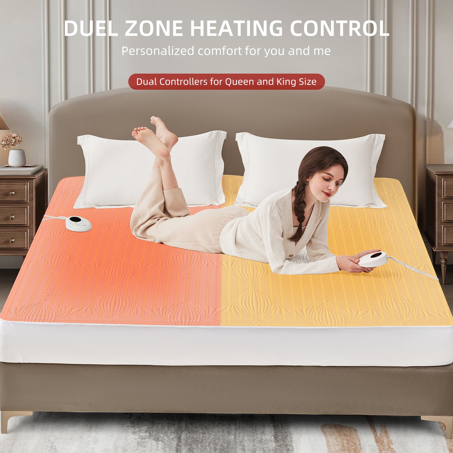 Bwarm Floral Matelasse Heated Mattress Pad