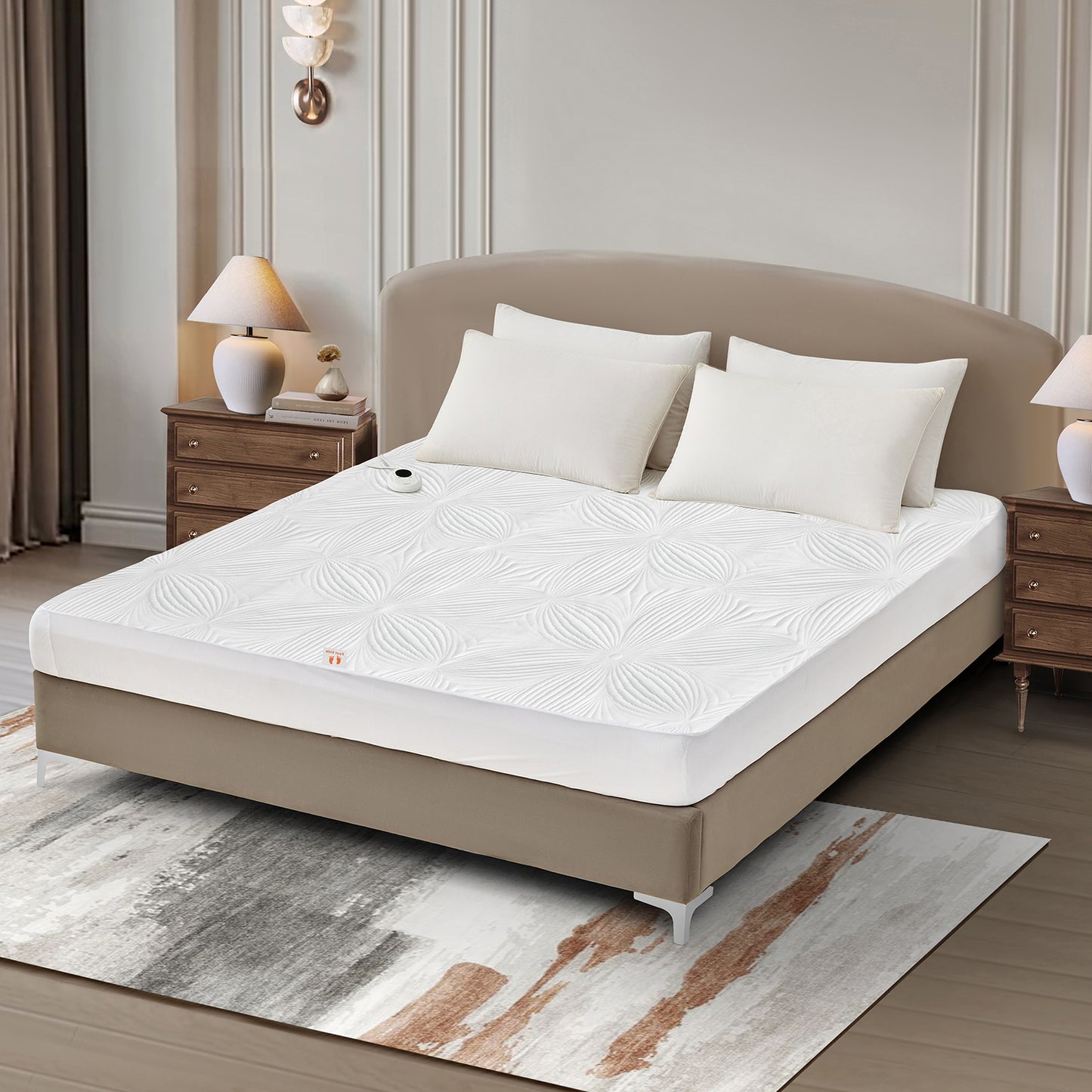 Bwarm Floral Matelasse Heated Mattress Pad