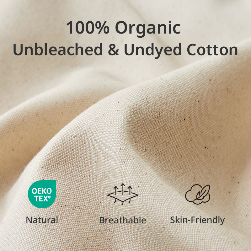 Bwarm 100% organic cotton therapy heating pad showing soft, washable, lightweight cotton fabric for soothing heat therapy.