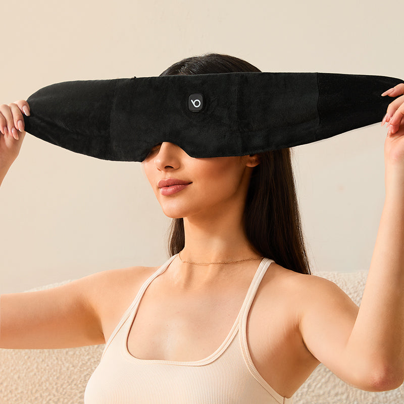 Bwarm soft cotton heated weighted eye sleep mask with gentle heating and soothing weight for relaxing sleep comfort