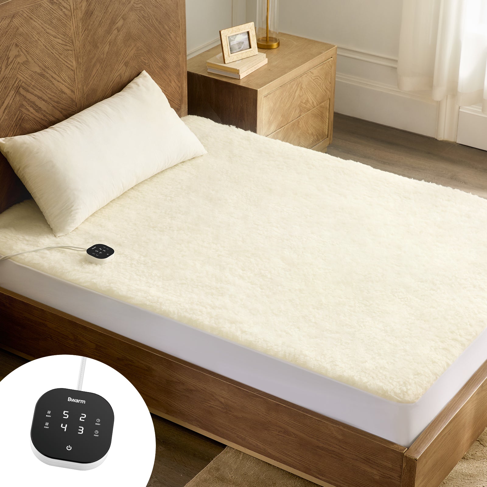 Organic Wool Multi-Zone Heated Mattress Pad, Dual Controllers