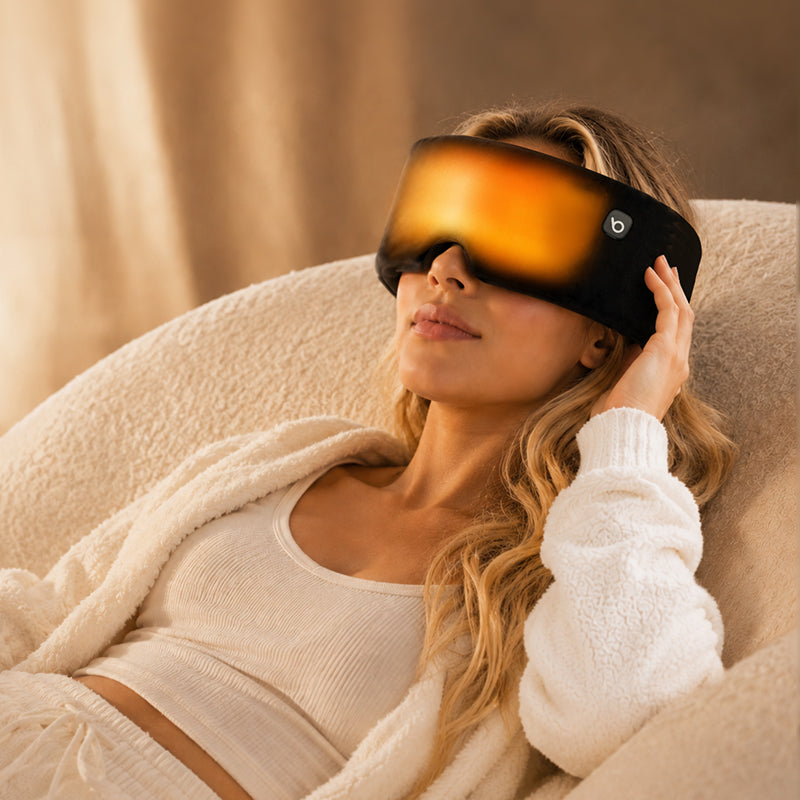 Bwarm soft cotton heated weighted eye sleep mask with gentle heat therapy and plush fabric for relaxing eye comfort.
