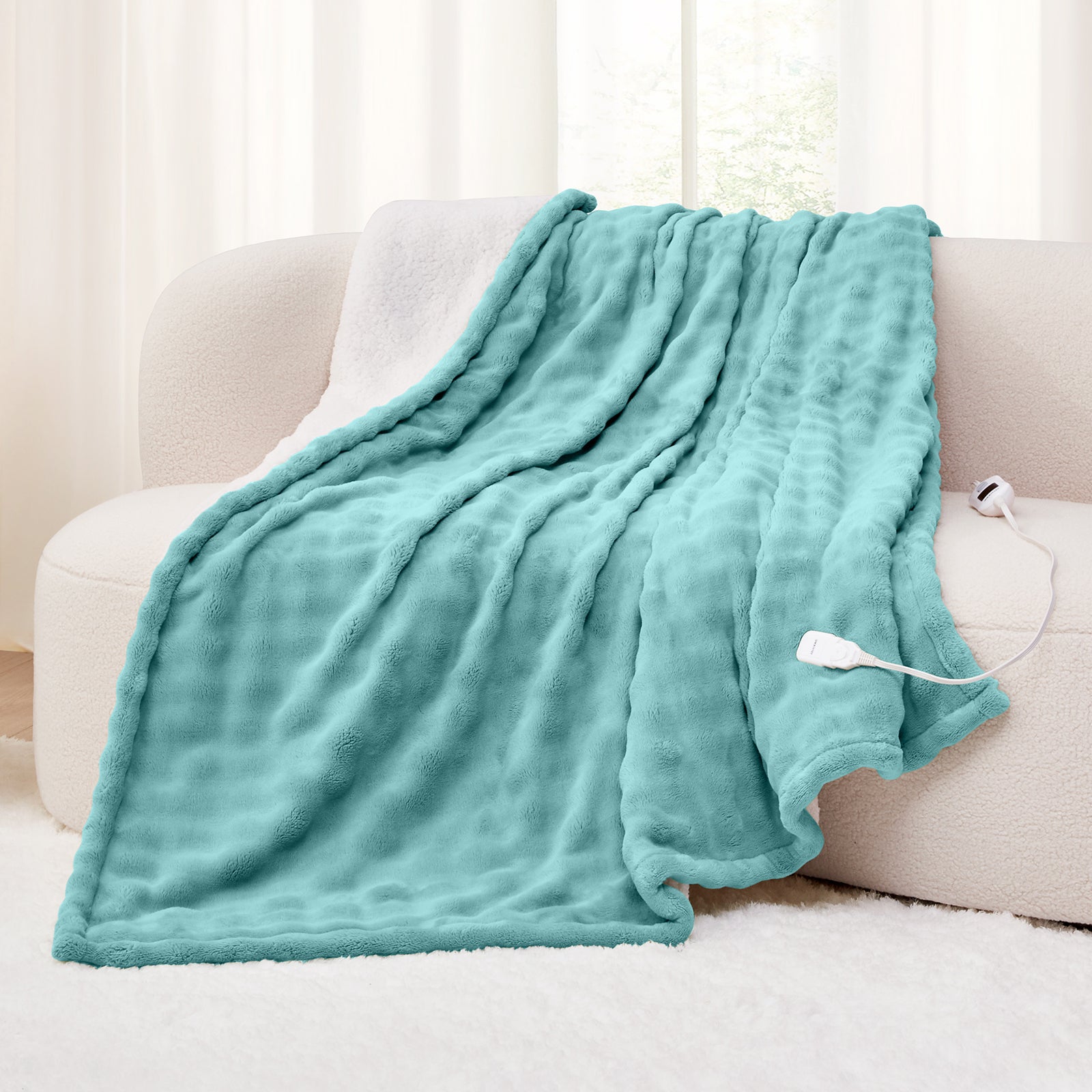 Luxe Bubble Heated Flannel Blanket