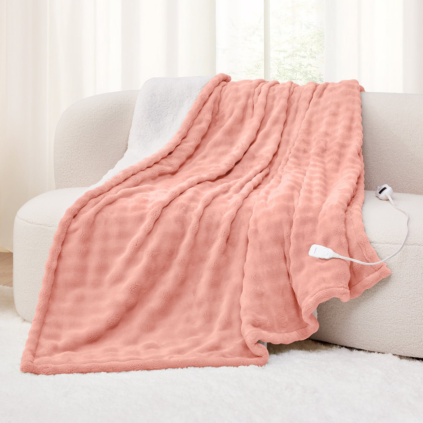 Luxe Bubble Heated Flannel Blanket
