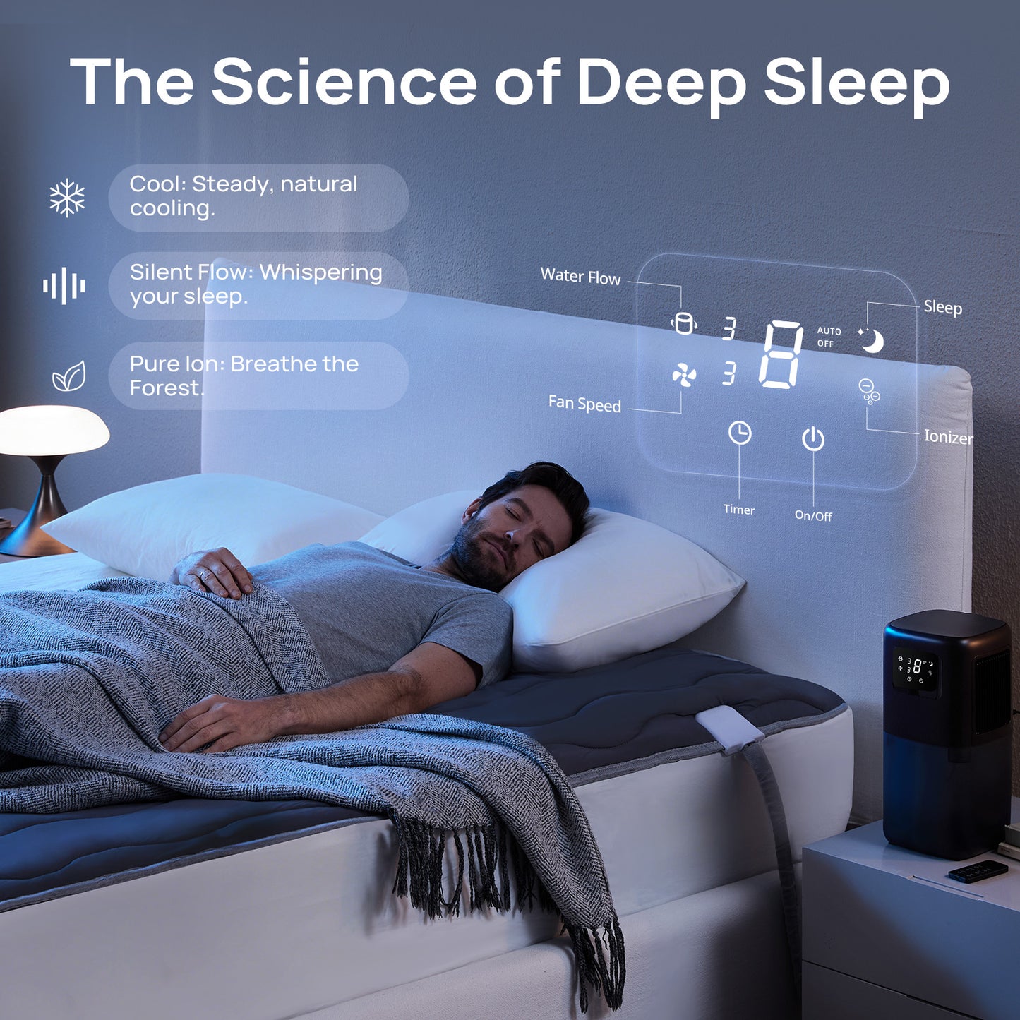 Système de Refroidissement par Eau Omni Sleep™ PRO pour Personnes ayant Chaud la Nuit