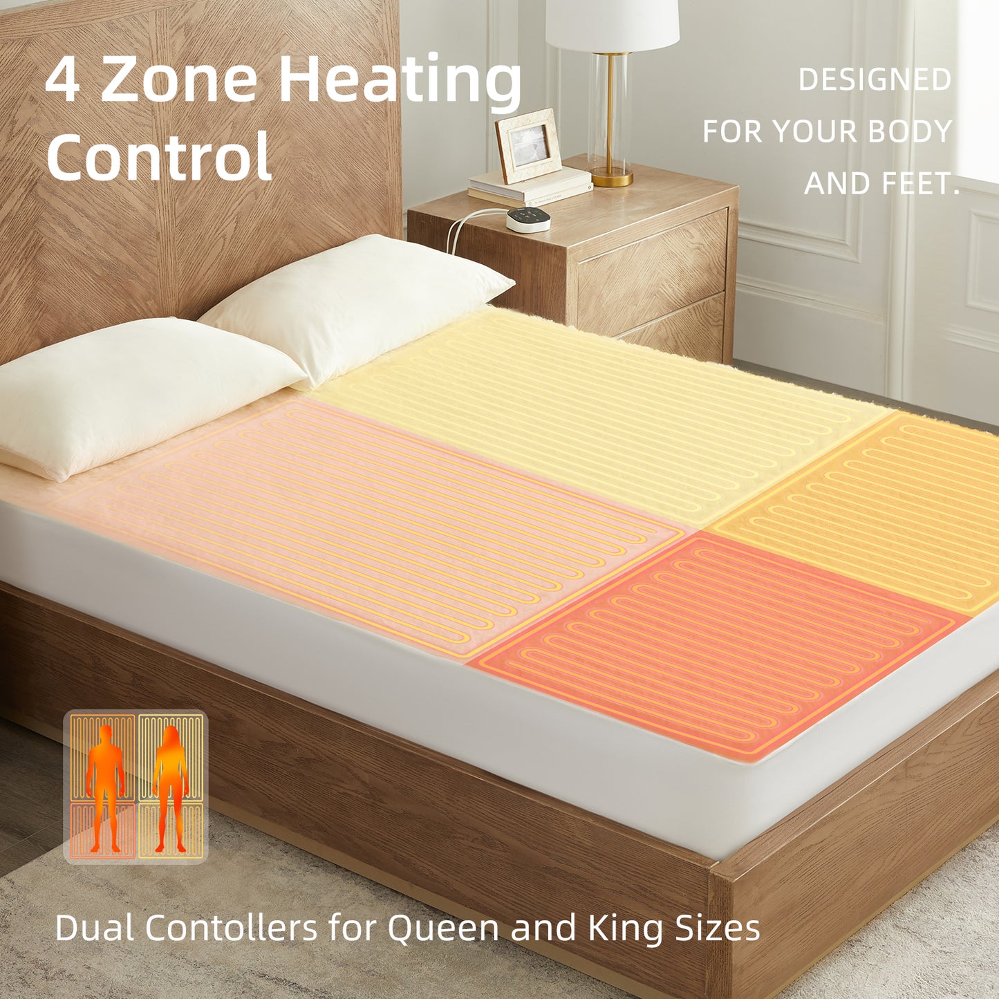 Organic Wool Multi-Zone Heated Mattress Pad