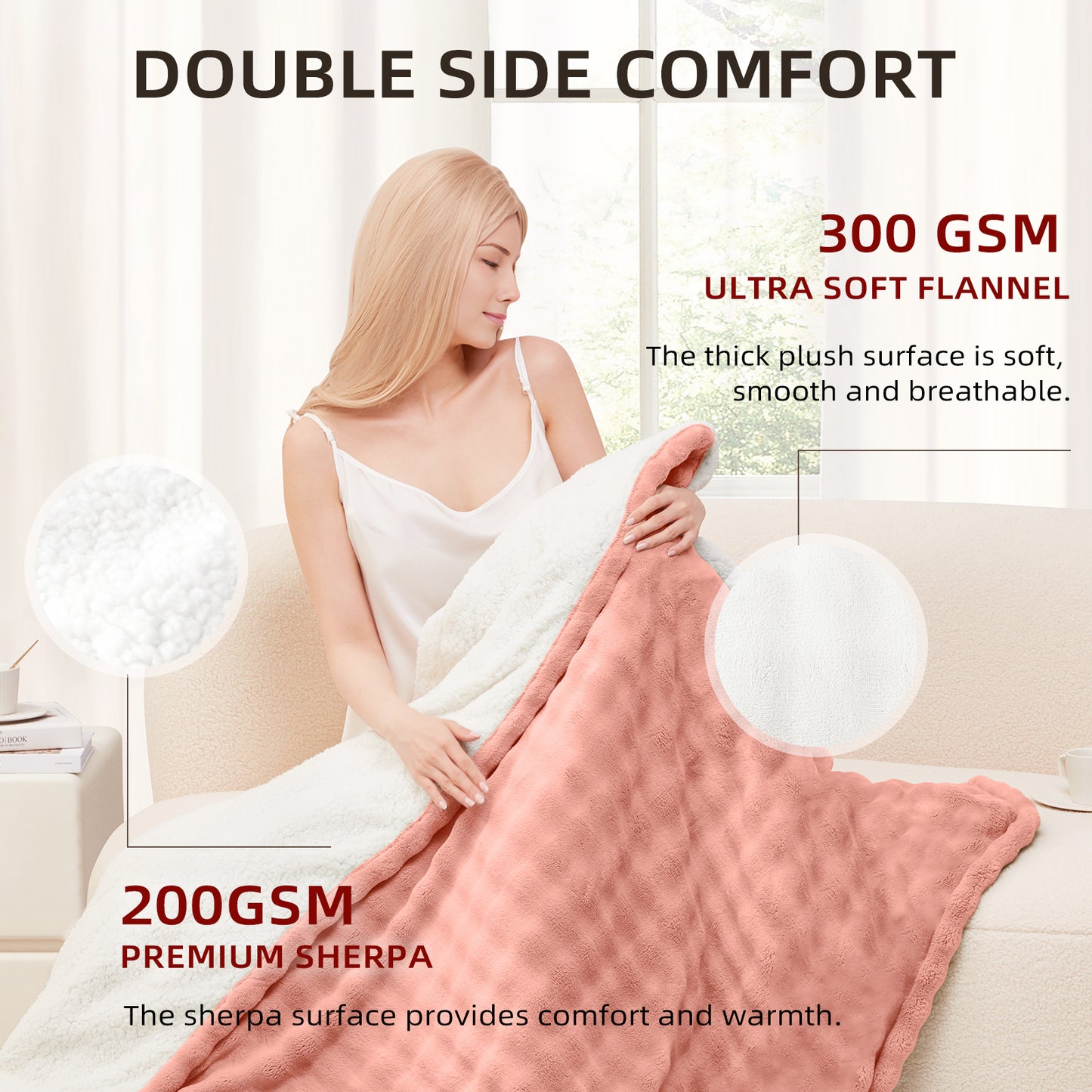 Luxe Heated Flannel Blanket - 50" x 60"