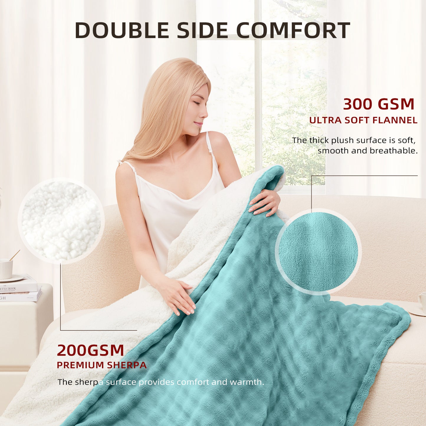 Luxe Bubble Heated Flannel Blanket