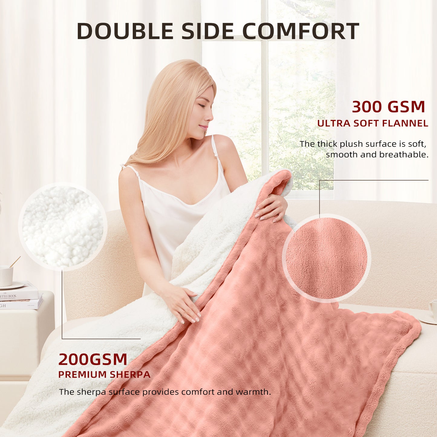 Luxe Bubble Heated Flannel Blanket
