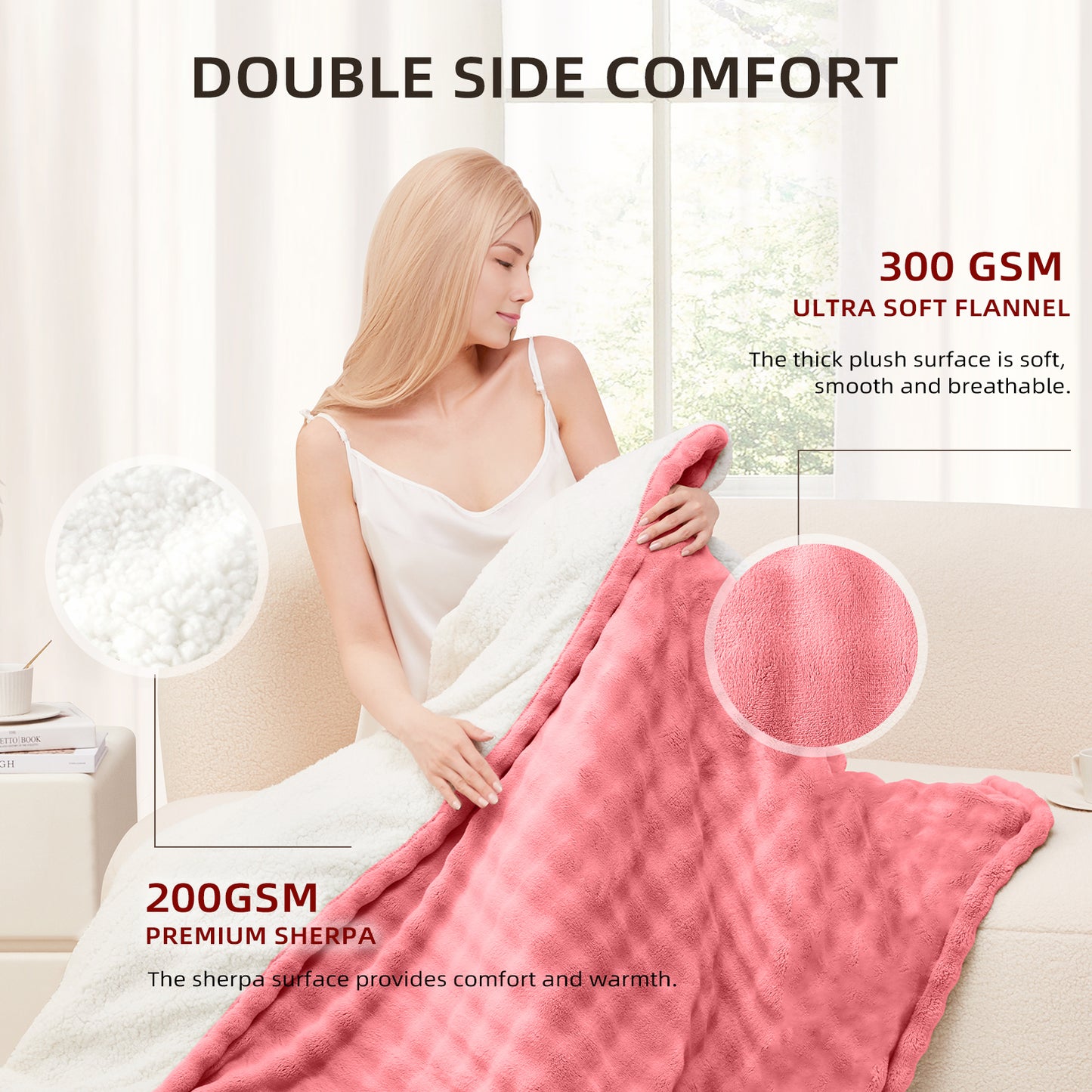 Luxe Bubble Heated Flannel Blanket