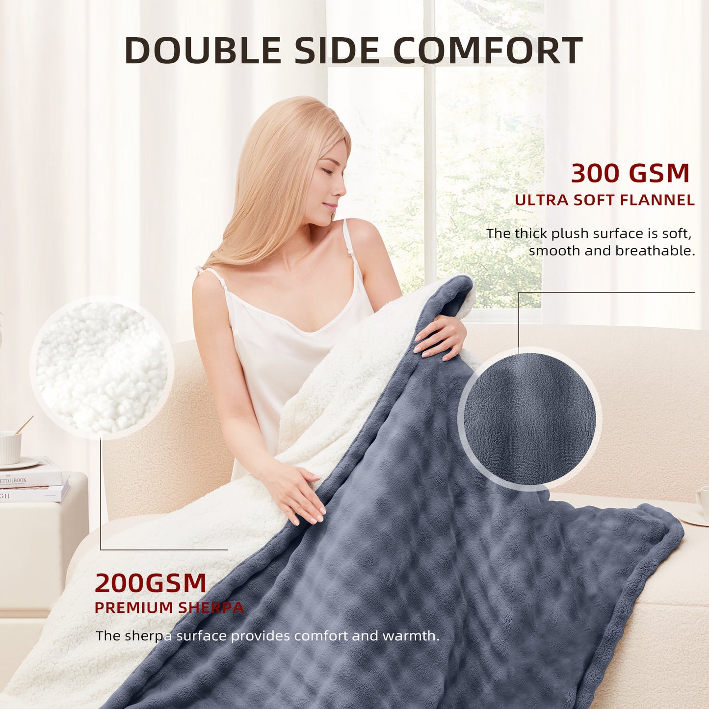 Luxe Bubble Heated Flannel Blanket