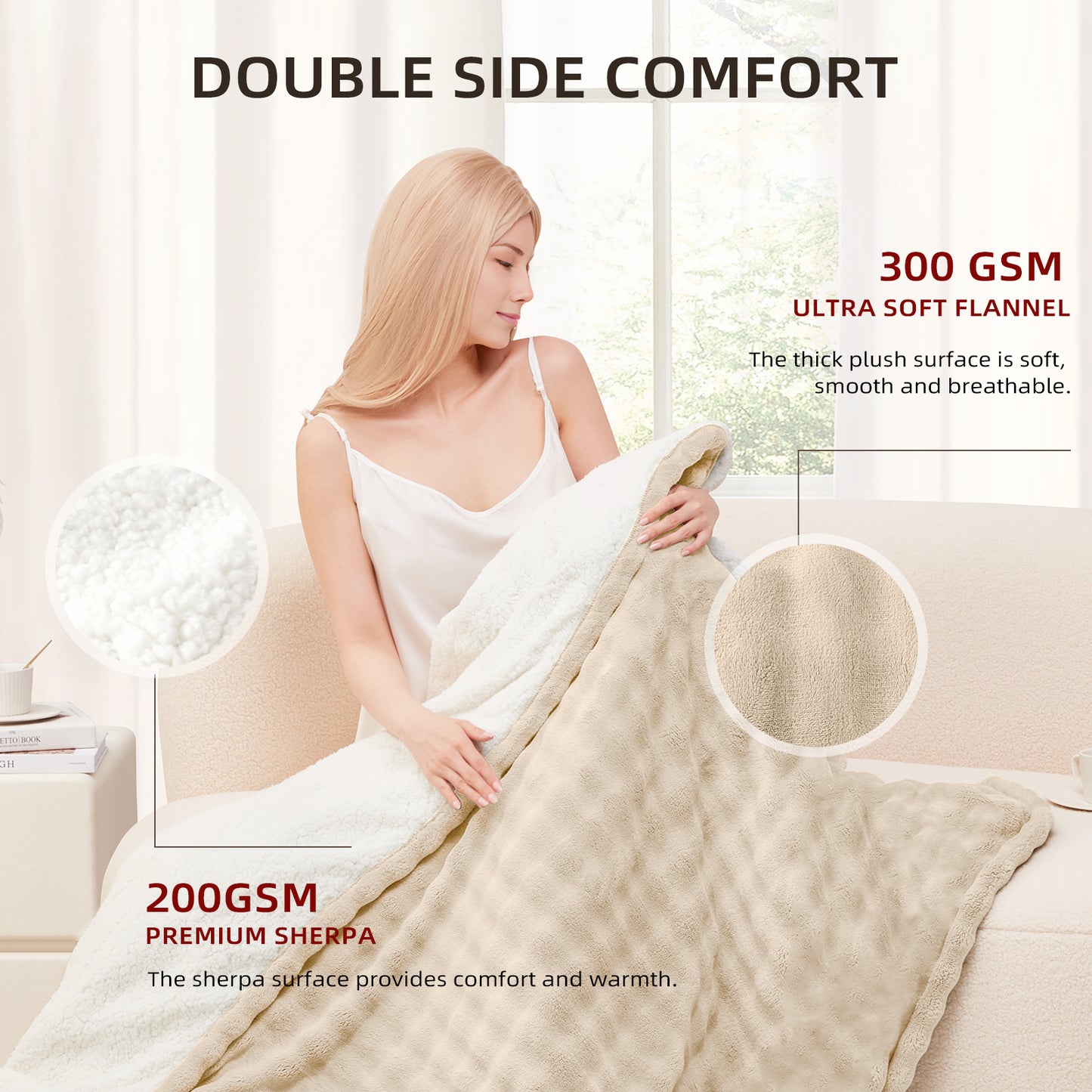 Luxe Bubble Heated Flannel Blanket