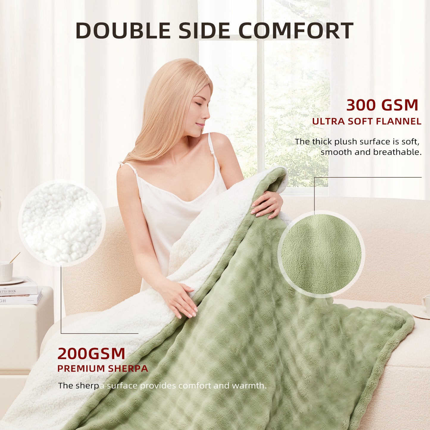 Luxe Bubble Heated Flannel Blanket