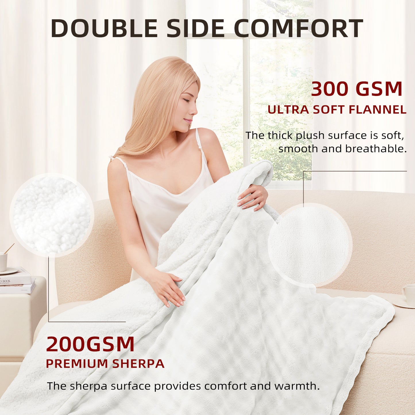 Luxe Heated Flannel Blanket - 50" x 60"