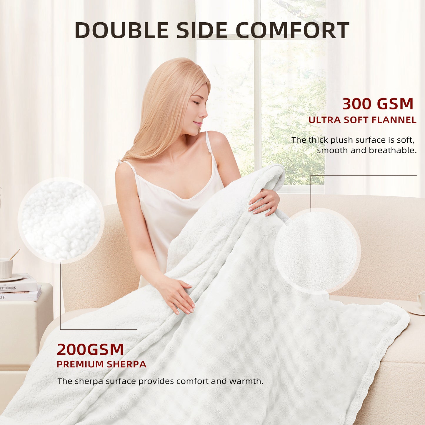 Luxe Bubble Heated Flannel Blanket
