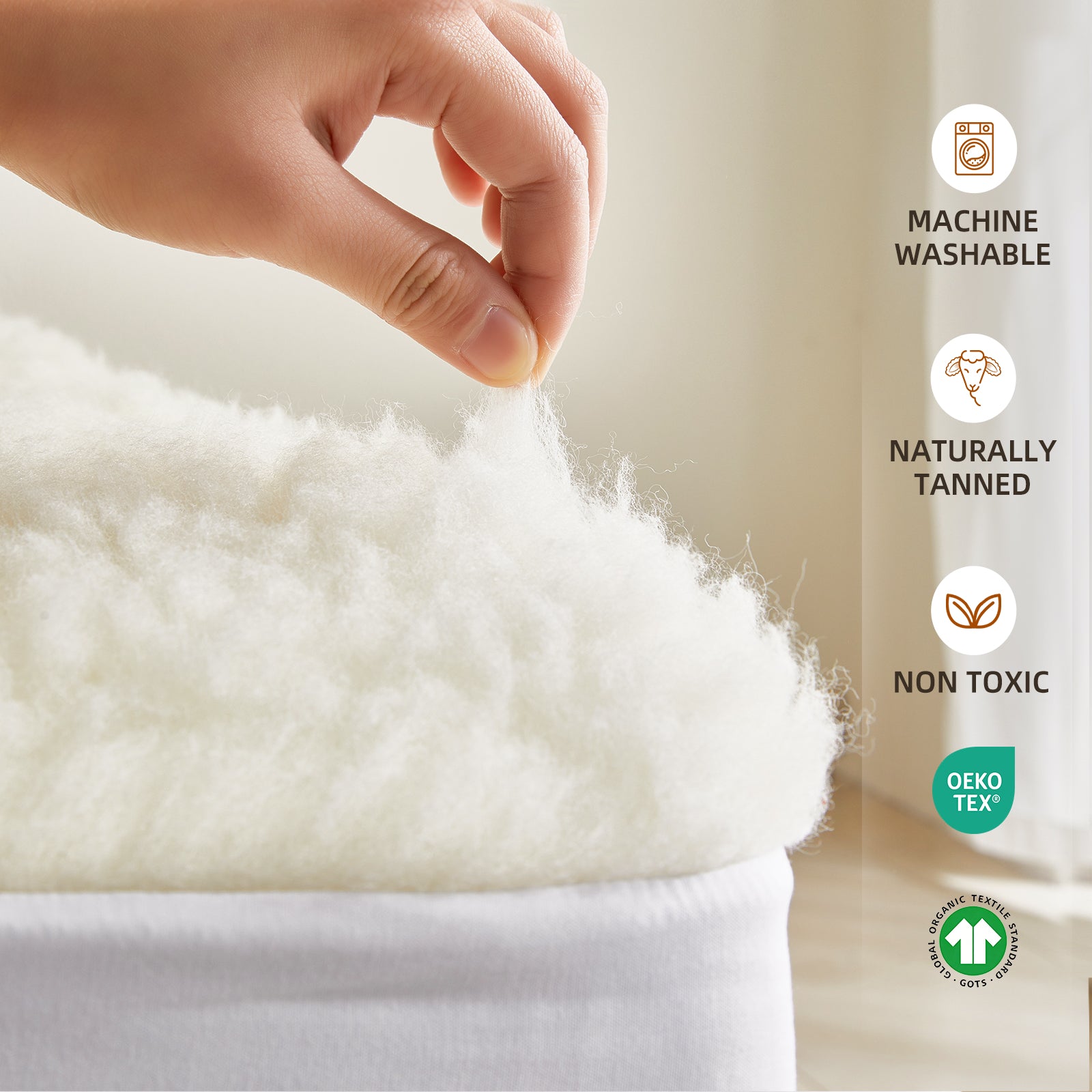 Organic Wool Fitted Mattress Pad
