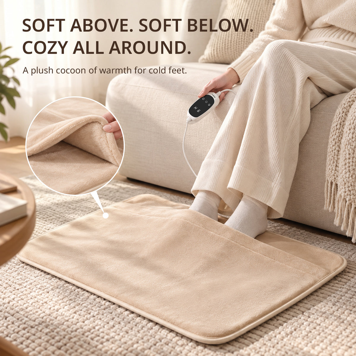 SNUG – Plush Electric Heated Foot Warmer for Bed with Pocket
