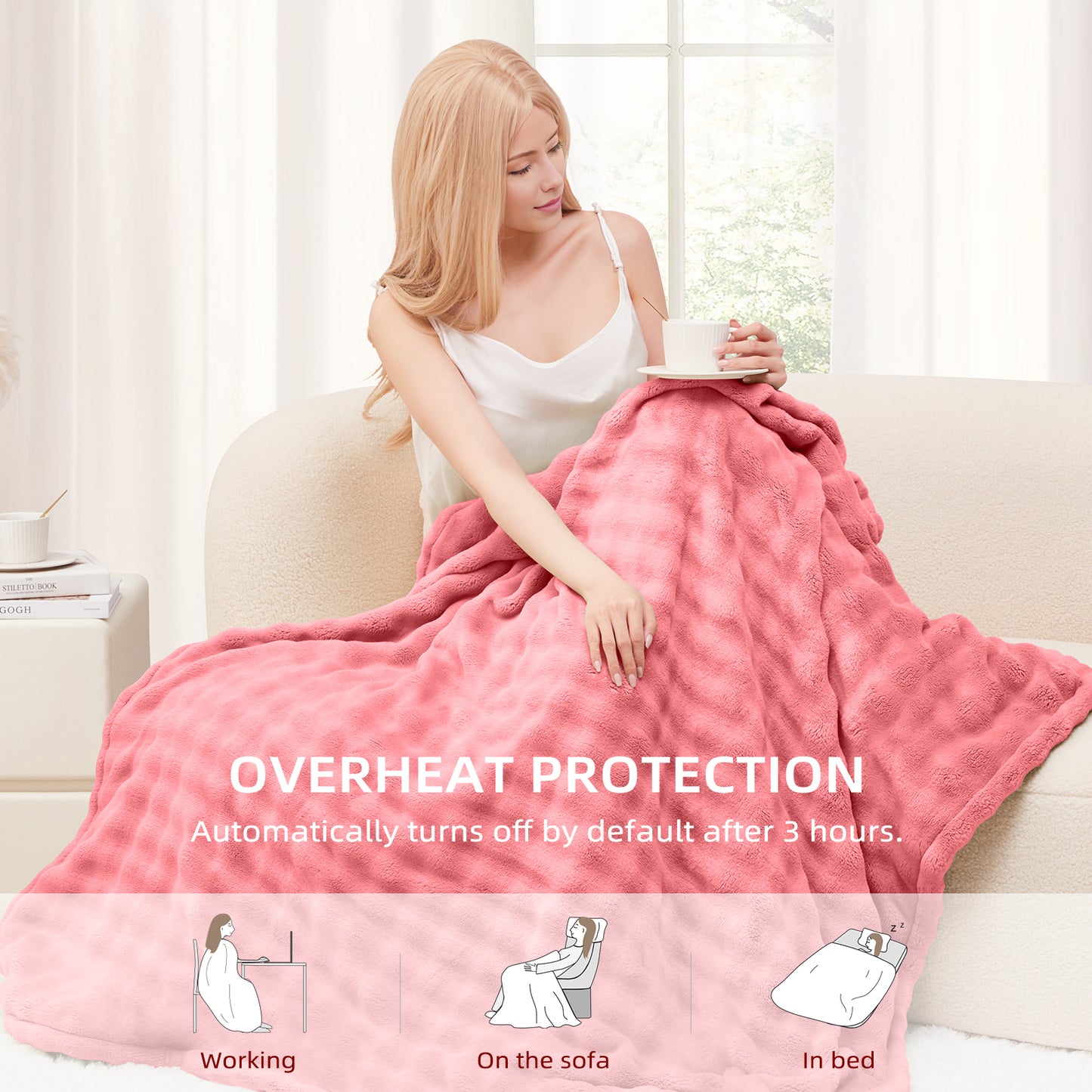 Luxe Bubble Heated Flannel Blanket