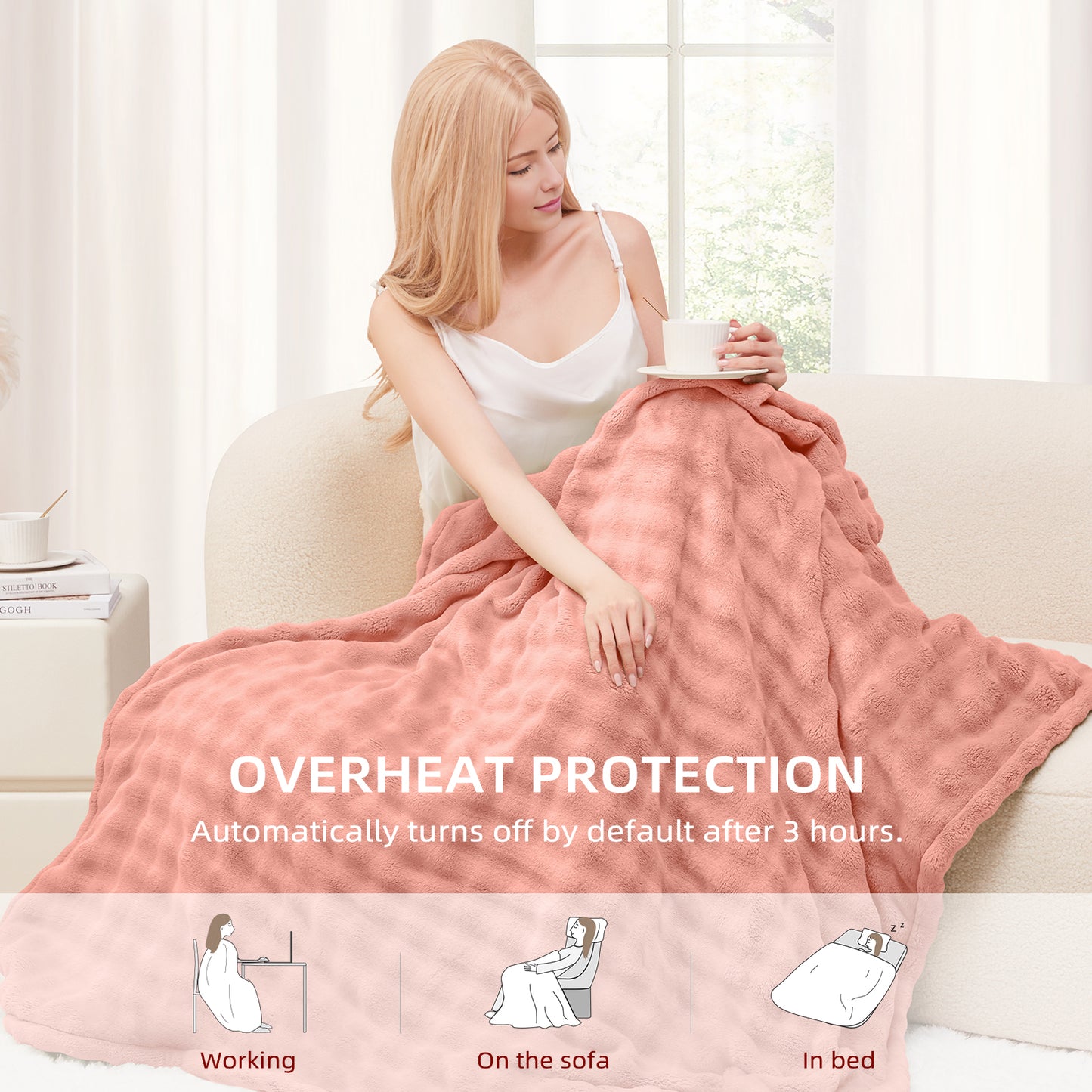 Luxe Bubble Heated Flannel Blanket