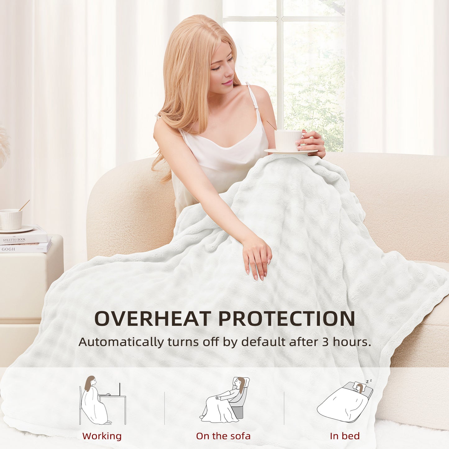 Luxe Bubble Heated Flannel Blanket