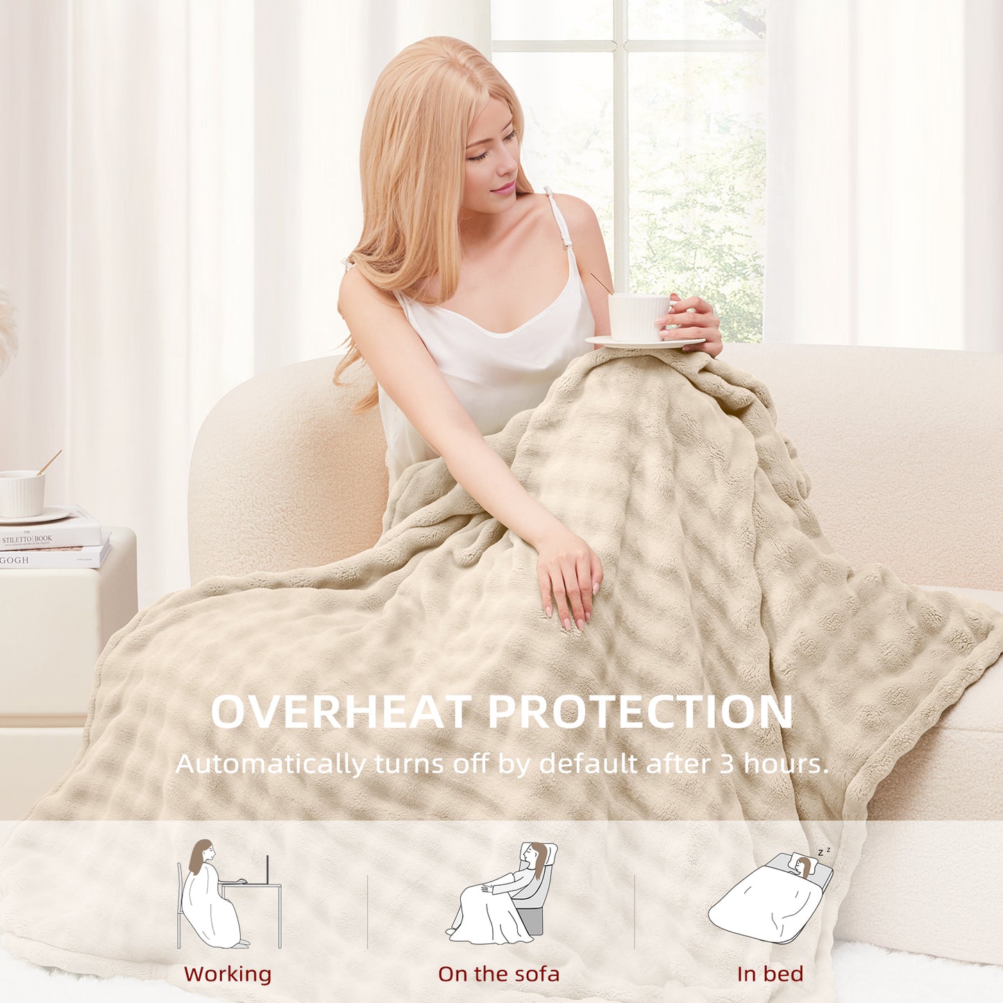 Luxe Bubble Heated Flannel Blanket