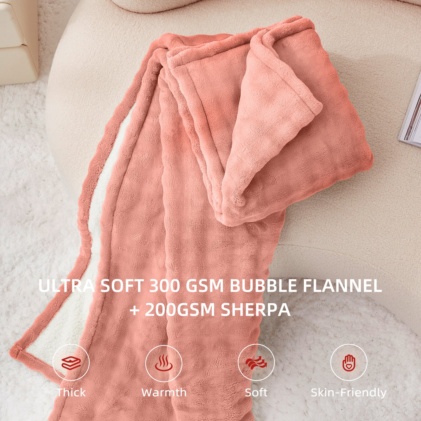 Luxe Bubble Heated Flannel Blanket