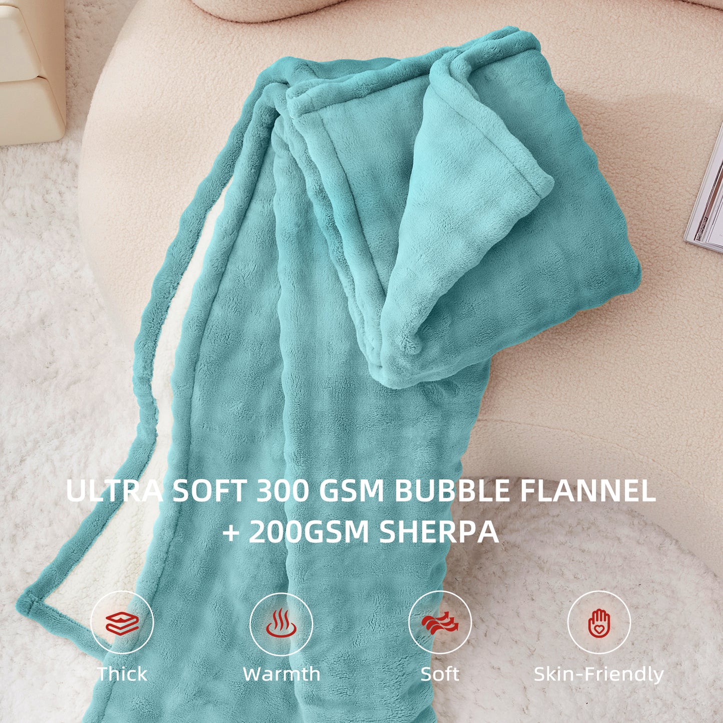 Luxe Bubble Heated Flannel Blanket