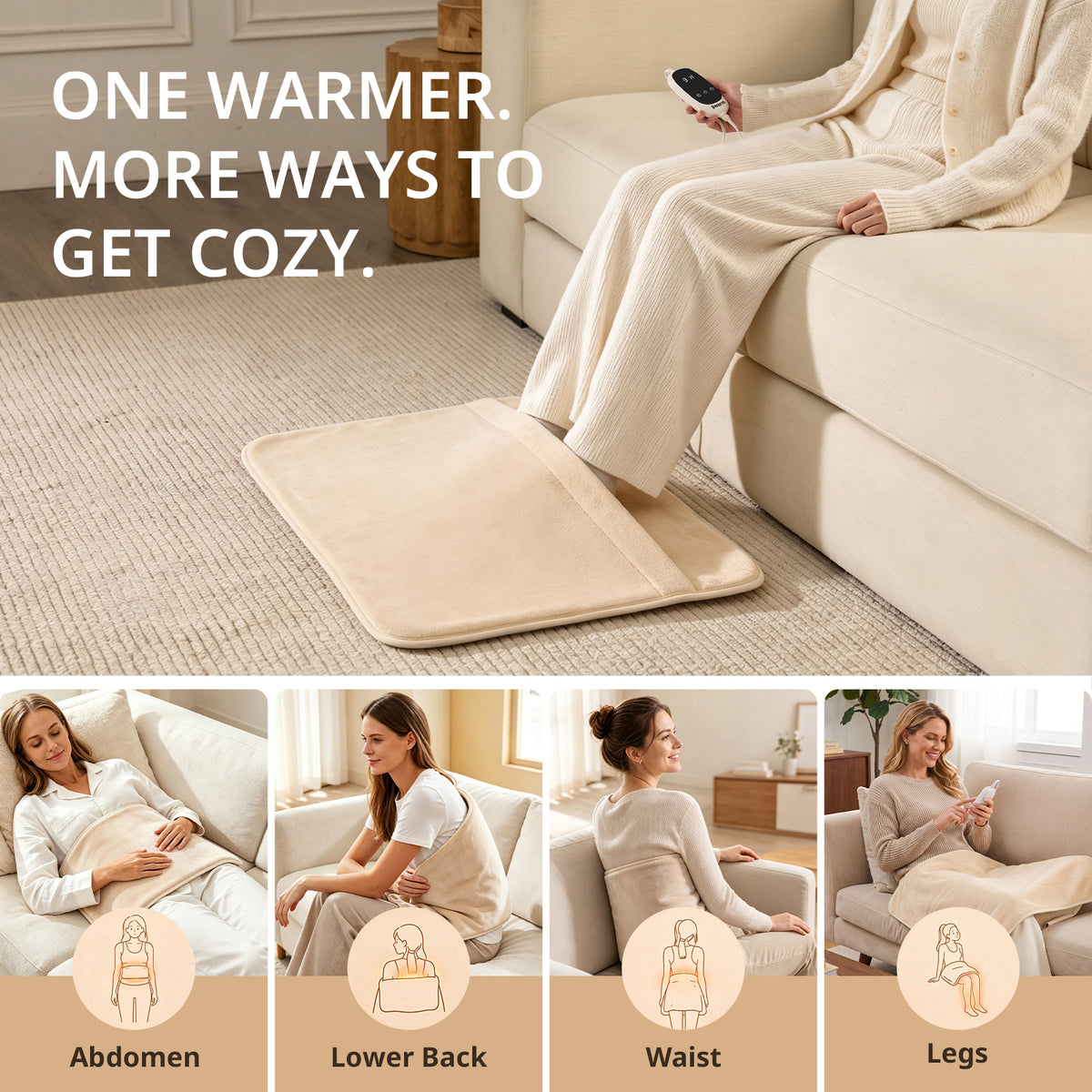 SNUG – Plush Electric Heated Foot Warmer for Bed with Pocket