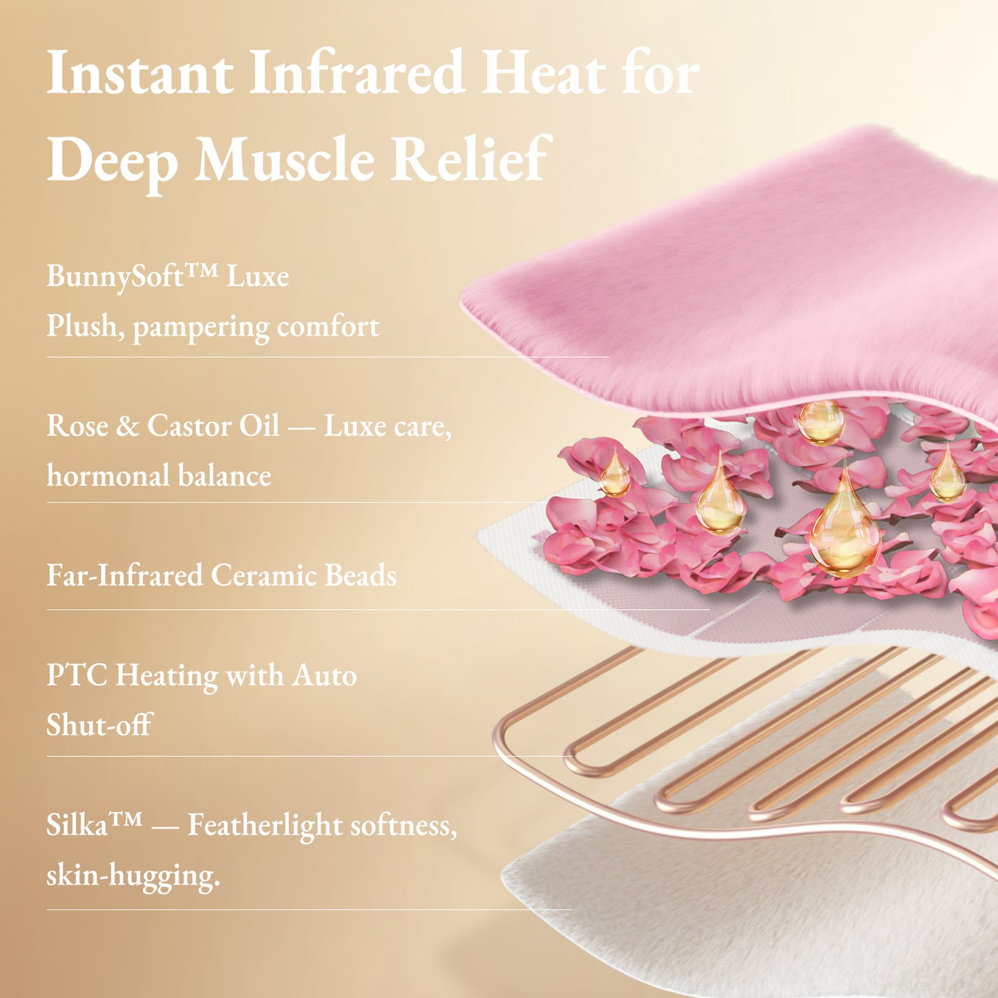 Luxe Rosa – Kräutertherapie-Heizkissen mit Gewicht – 10 x 18 Zoll